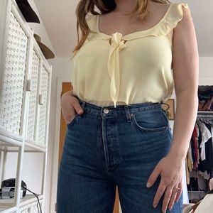 Butter yellow bow detail blouse